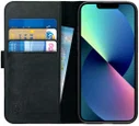 Rosso Deluxe Apple iPhone 13 Hoesje Echt Leer Book Case Zwart