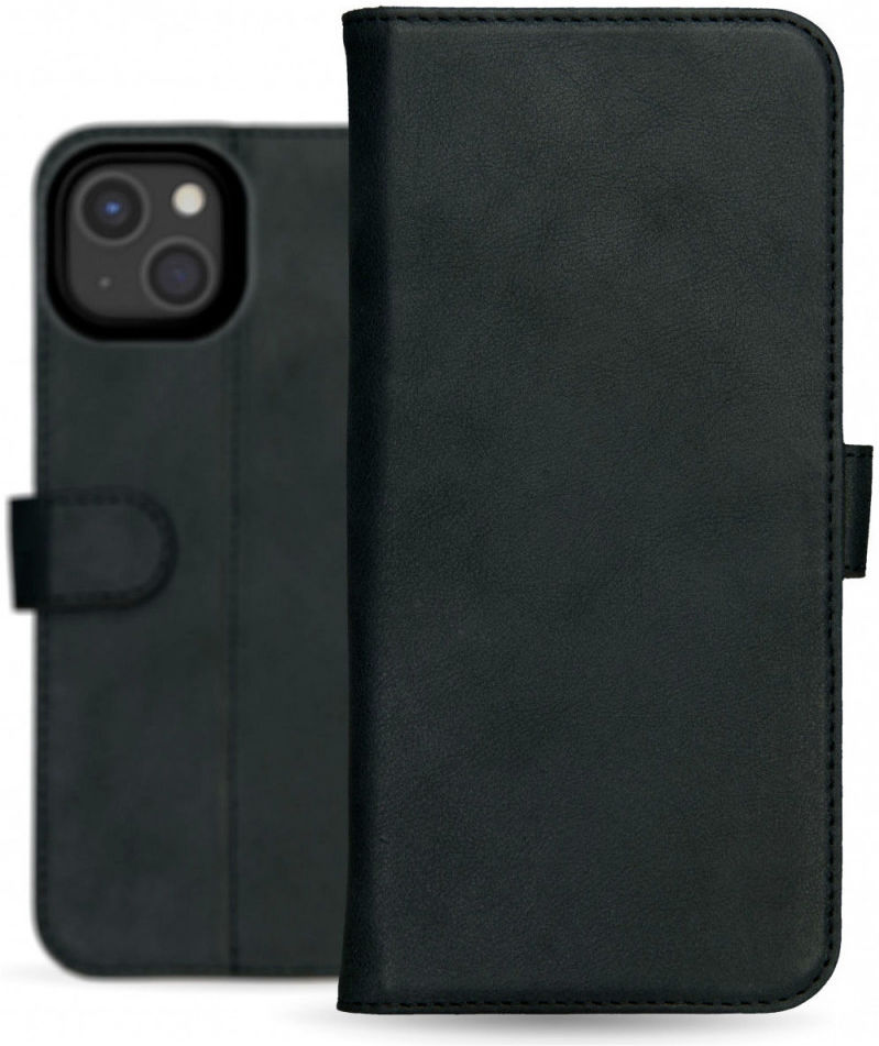Rosso Deluxe Apple iPhone 13 Hoesje Echt Leer Book Case Zwart afbeelding 12