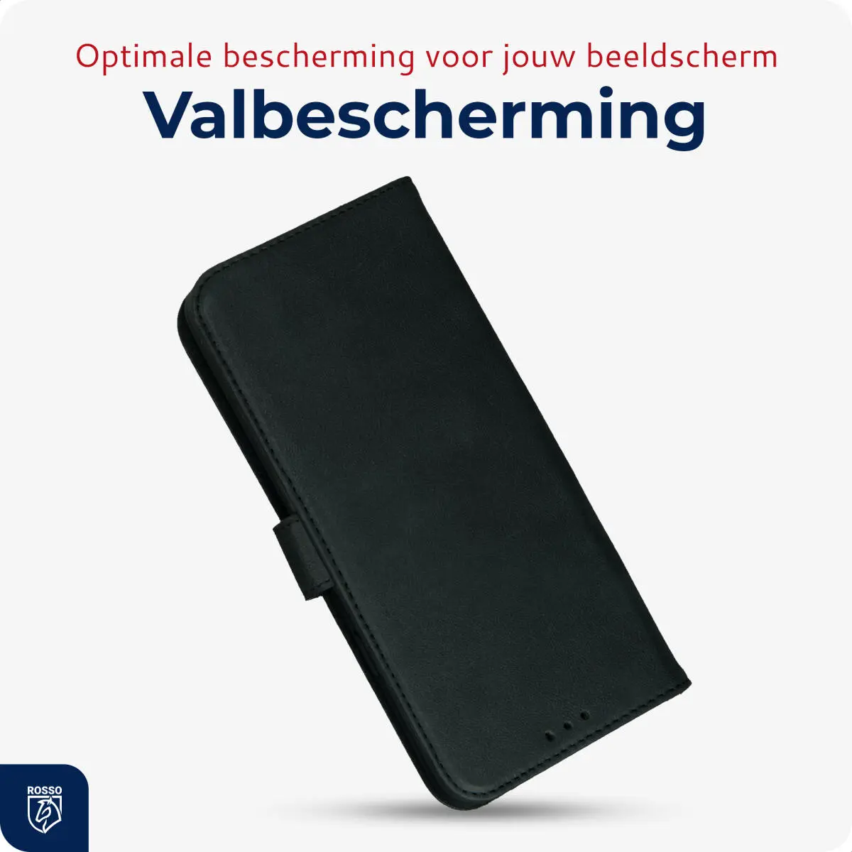 Rosso Deluxe Apple iPhone 13 Hoesje Echt Leer Book Case Zwart afbeelding 8