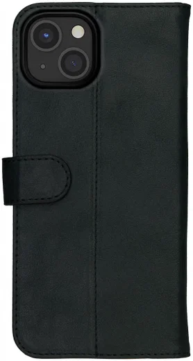Rosso Deluxe Apple iPhone 13 Hoesje Echt Leer Book Case Zwart afbeelding 11