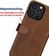Rosso Deluxe Apple iPhone 13 Pro Max Hoesje Echt Leer Book Case Bruin afbeelding 6