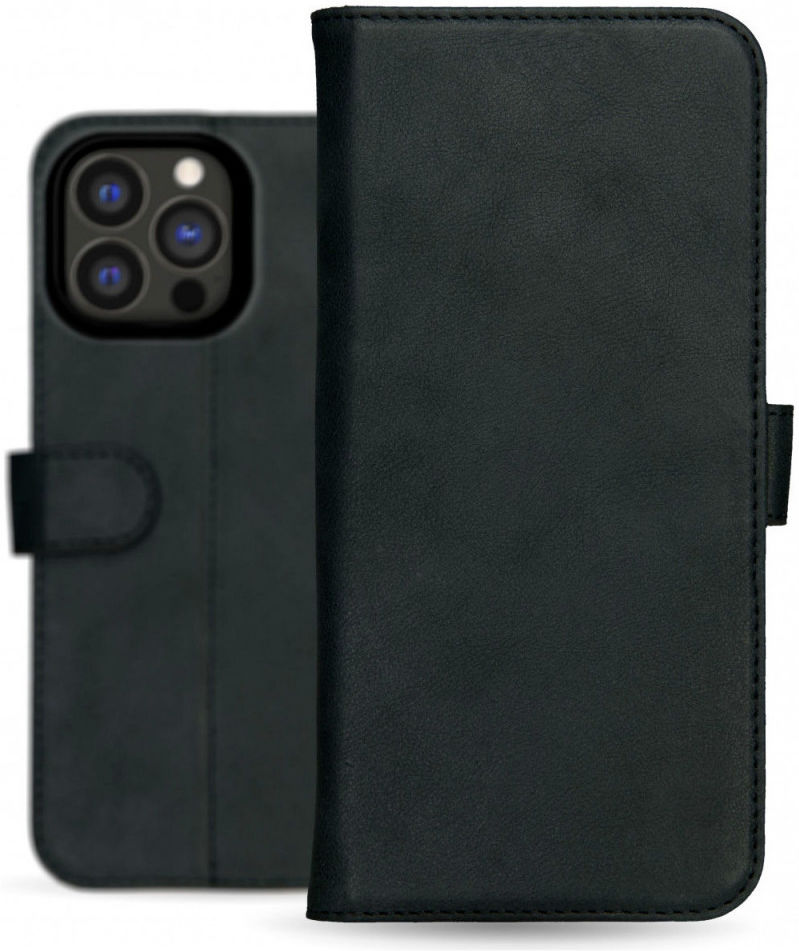 Rosso Deluxe Apple iPhone 13 Pro Max Hoesje Echt Leer Book Case Zwart afbeelding 12