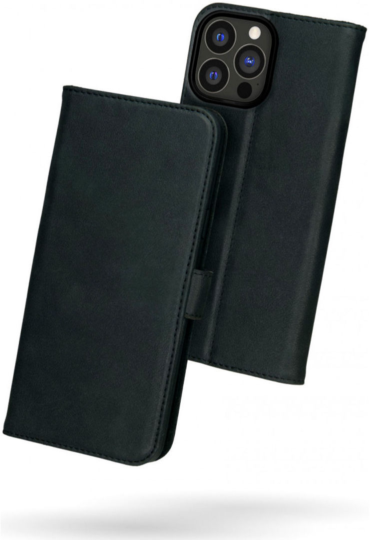 Rosso Deluxe Apple iPhone 13 Pro Max Hoesje Echt Leer Book Case Zwart afbeelding 2