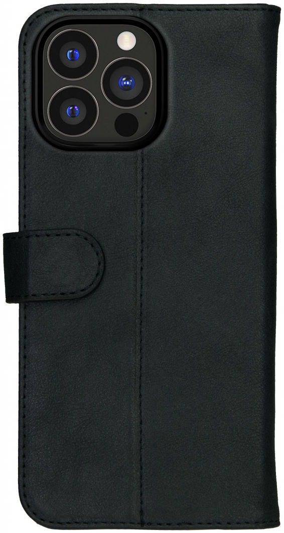 Rosso Deluxe Apple iPhone 13 Pro Max Hoesje Echt Leer Book Case Zwart afbeelding 10