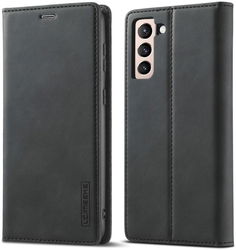 LC.IMEEKE Samsung Galaxy S21 FE Hoesje Portemonnee Book Case Zwart afbeelding