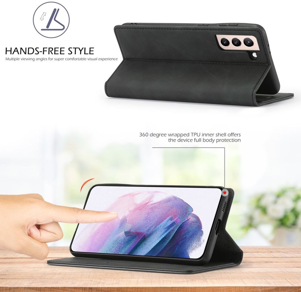 LC.IMEEKE Samsung Galaxy S21 FE Hoesje Portemonnee Book Case Zwart afbeelding 4