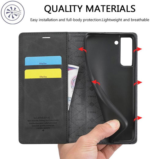 LC.IMEEKE Samsung Galaxy S21 FE Hoesje Portemonnee Book Case Zwart afbeelding 5