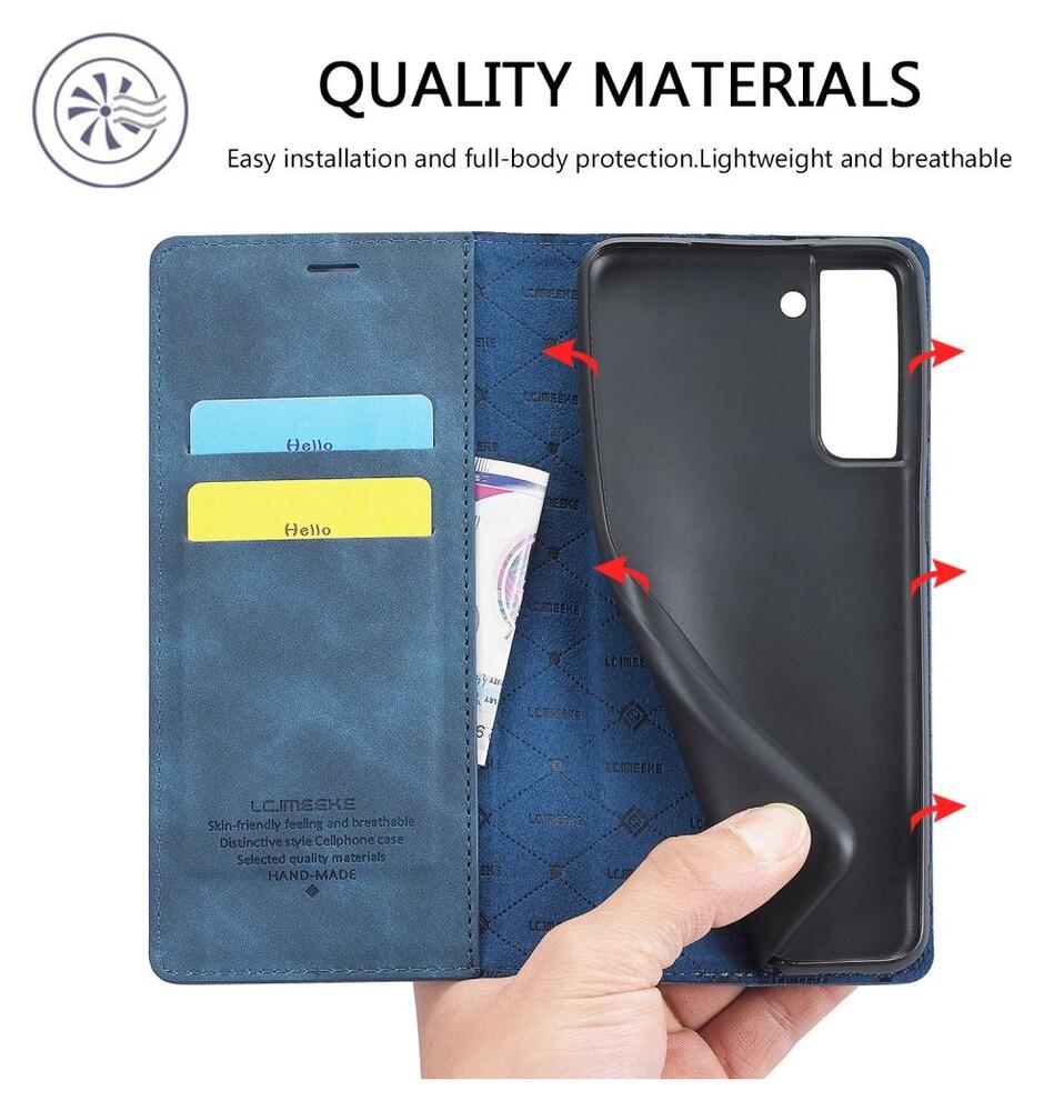 LC.IMEEKE Samsung Galaxy S21 FE Hoesje Portemonnee Book Case Blauw afbeelding 5