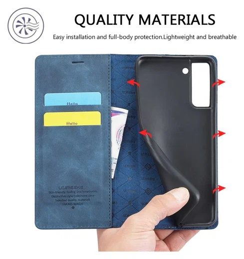 LC.IMEEKE Samsung Galaxy S21 FE Hoesje Portemonnee Book Case Blauw afbeelding 5