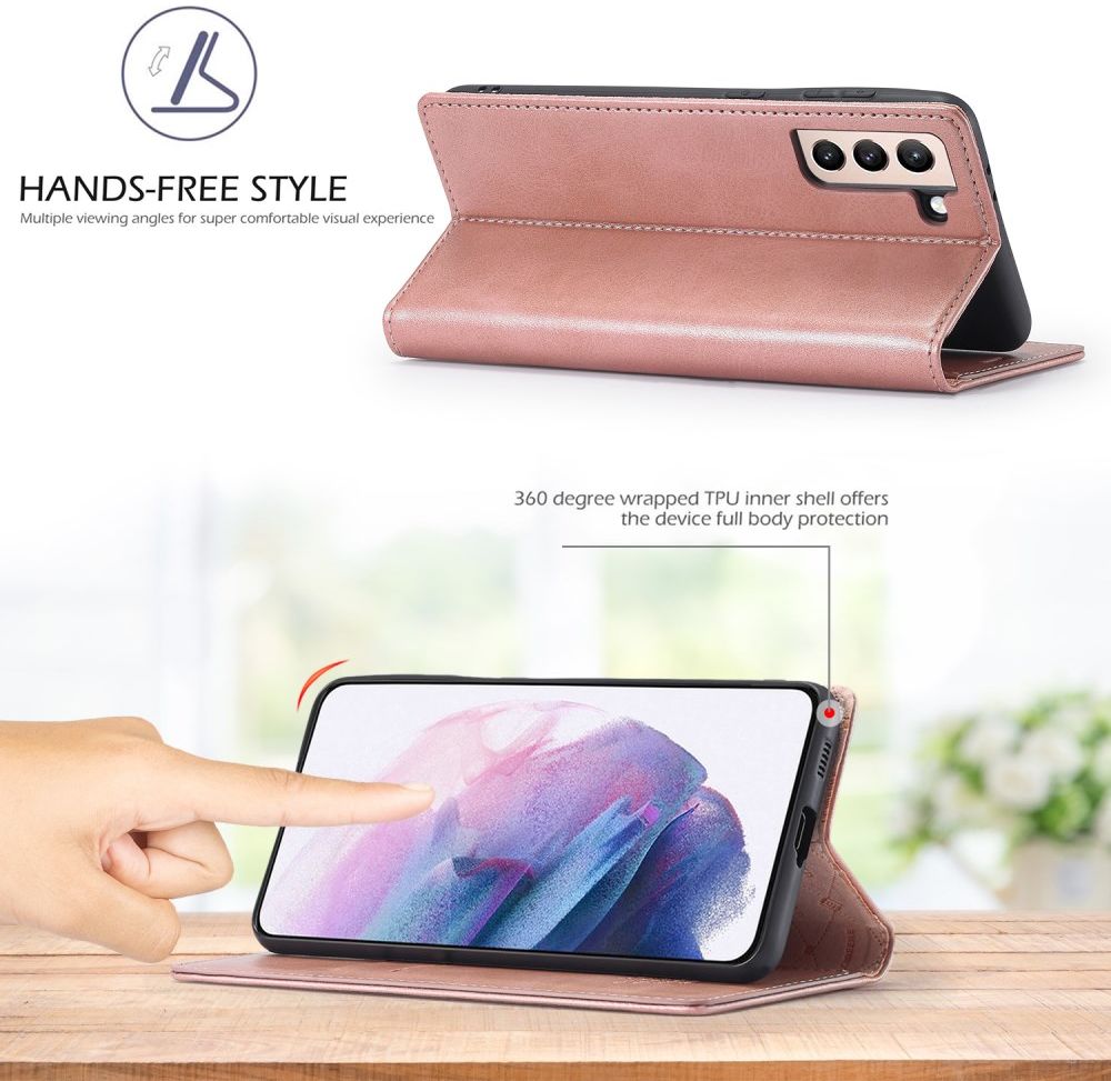 LC.IMEEKE Samsung Galaxy S21 FE Hoesje Portemonnee Book Case Roze afbeelding 4