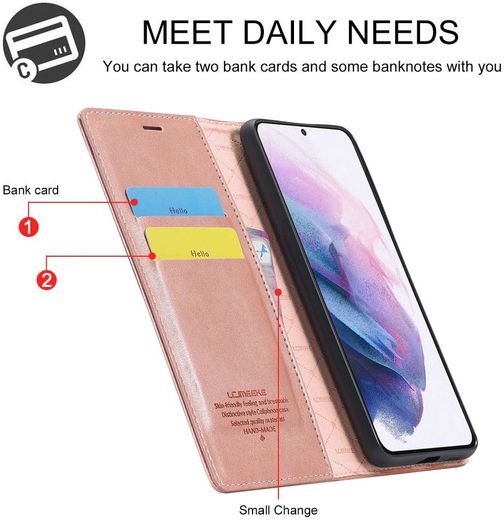 LC.IMEEKE Samsung Galaxy S21 FE Hoesje Portemonnee Book Case Roze afbeelding 8