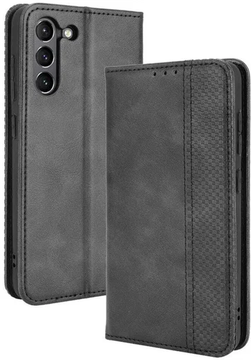 Samsung Galaxy S21 FE Hoesje Vintage Portemonnee Book Case Zwart afbeelding 1