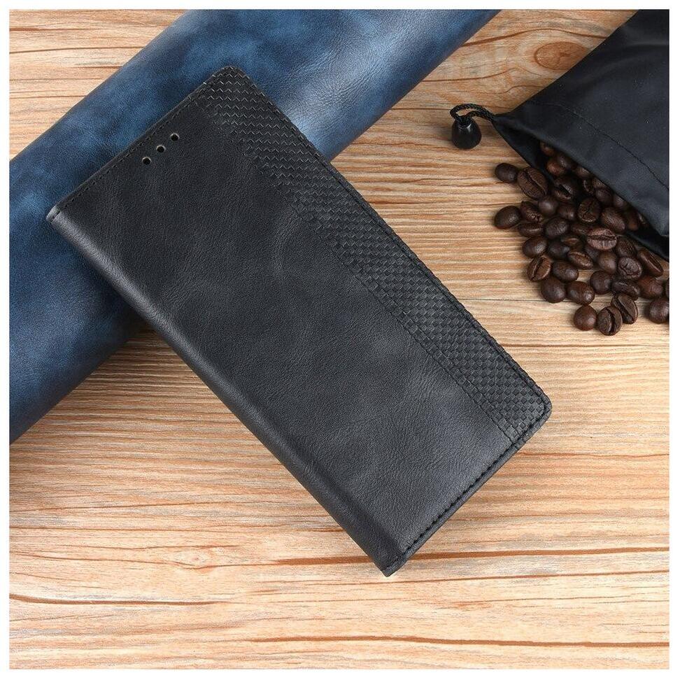 Samsung Galaxy S21 FE Hoesje Vintage Portemonnee Book Case Zwart afbeelding 2