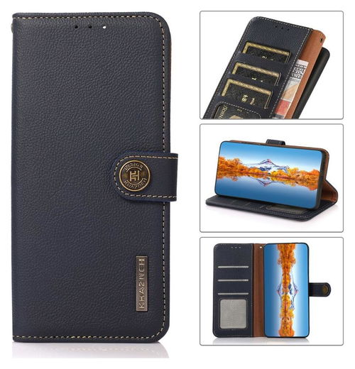Samsung Galaxy S21 FE Hoesje RFID Portemonnee Bookcase Echt Leer Blauw afbeelding 10