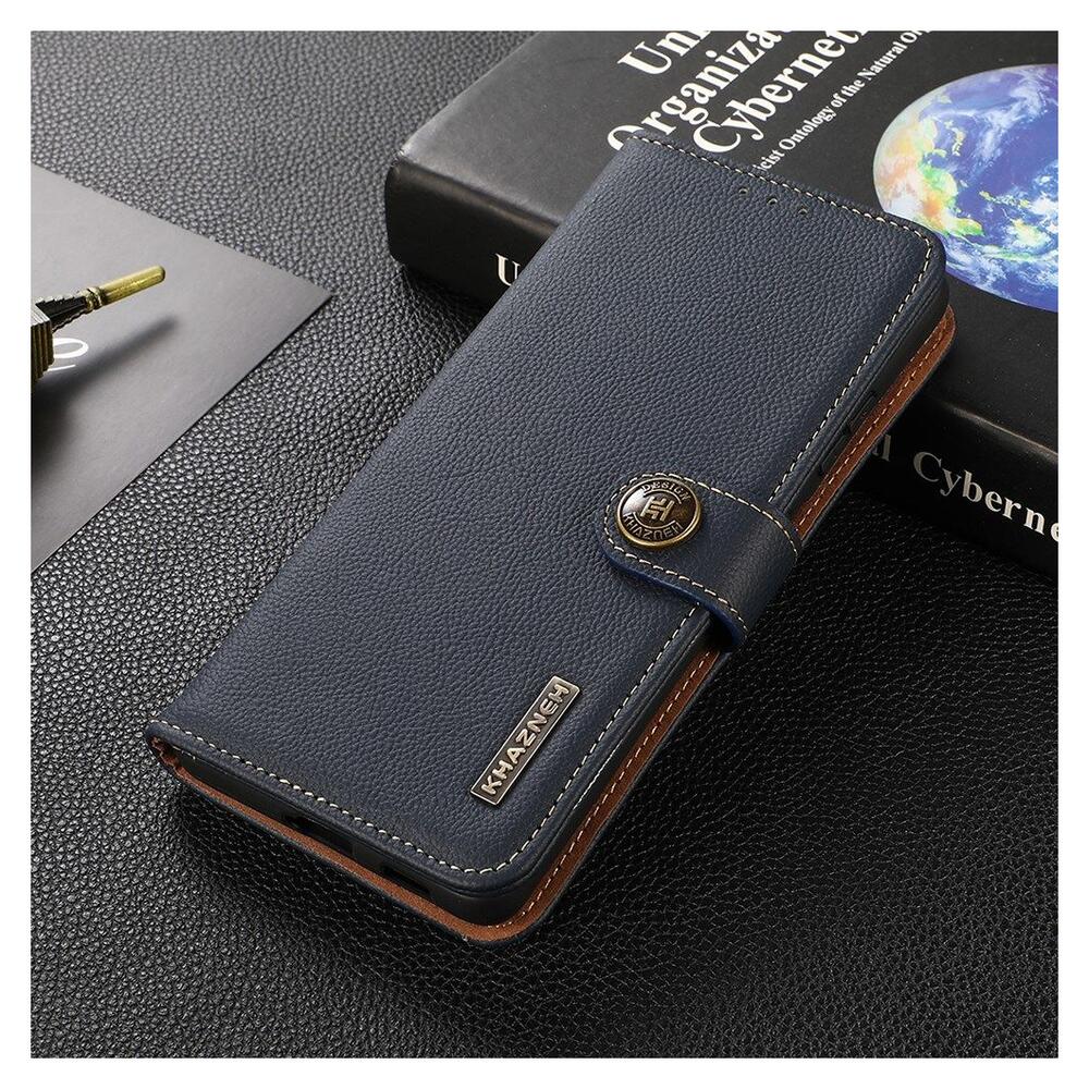 Samsung Galaxy S21 FE Hoesje RFID Portemonnee Bookcase Echt Leer Blauw afbeelding 9