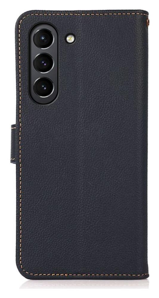 Samsung Galaxy S21 FE Hoesje RFID Portemonnee Bookcase Echt Leer Blauw afbeelding 3