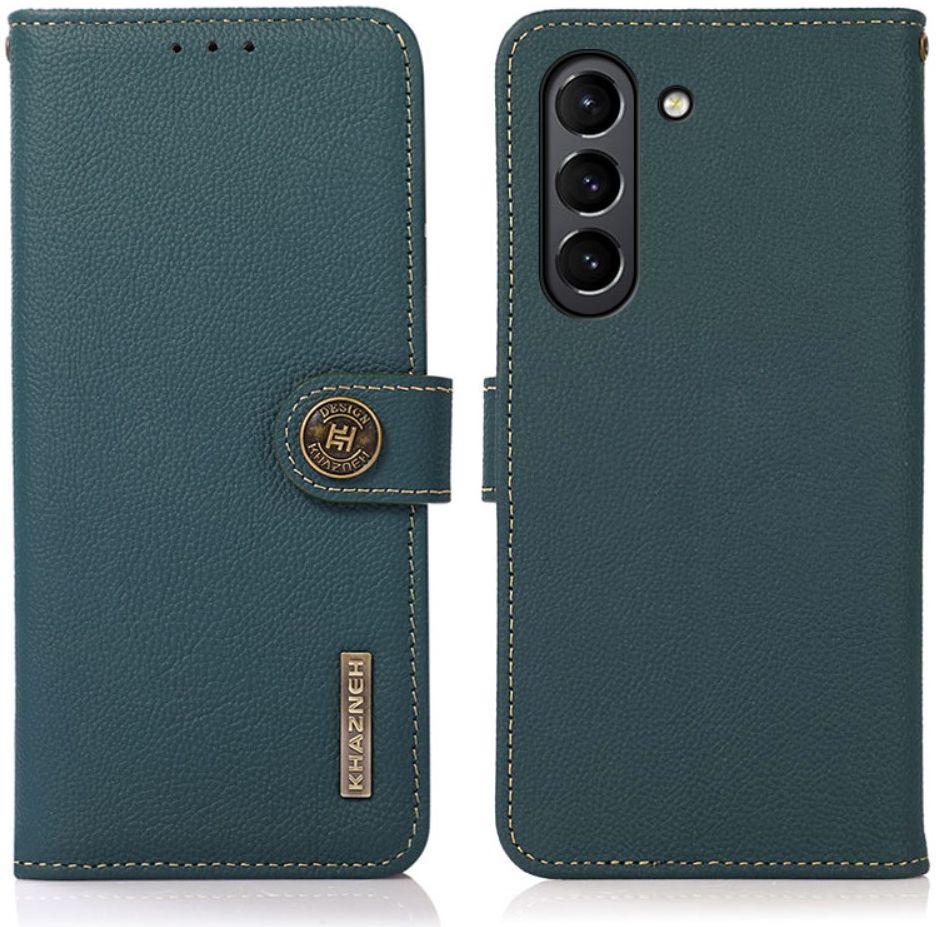 Samsung Galaxy S21 FE Hoesje RFID Portemonnee Bookcase Echt Leer Groen afbeelding 4