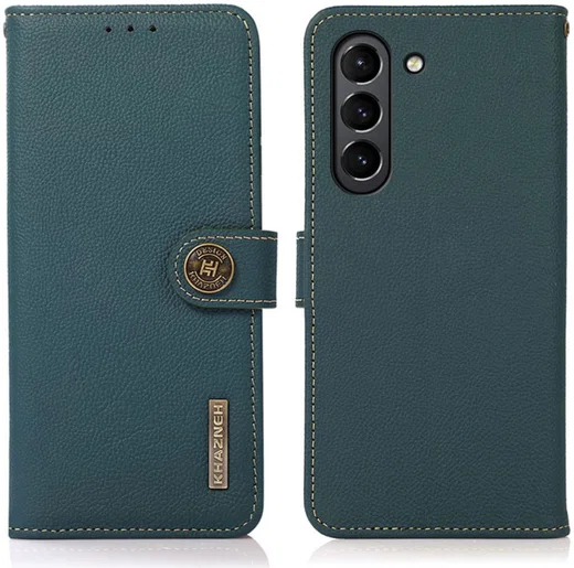 Samsung Galaxy S21 FE Hoesje RFID Portemonnee Bookcase Echt Leer Groen afbeelding 4
