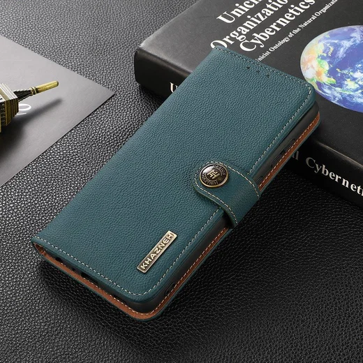 Samsung Galaxy S21 FE Hoesje RFID Portemonnee Bookcase Echt Leer Groen afbeelding 10