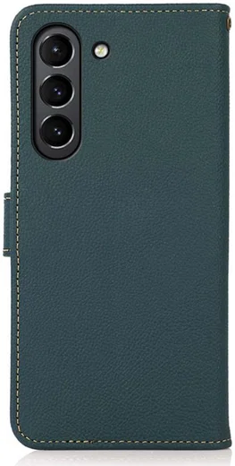 Samsung Galaxy S21 FE Hoesje RFID Portemonnee Bookcase Echt Leer Groen afbeelding 3