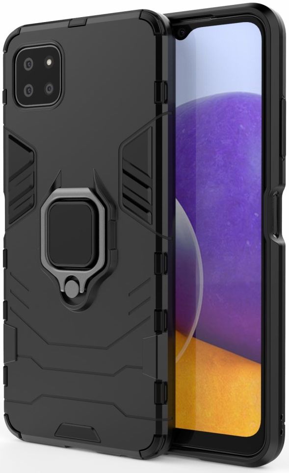Samsung Galaxy A22 5G Shockproof Hybride Backcover Met Kickstand Zwart afbeelding 1
