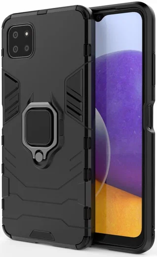 Samsung Galaxy A22 5G Shockproof Hybride Backcover Met Kickstand Zwart afbeelding 1