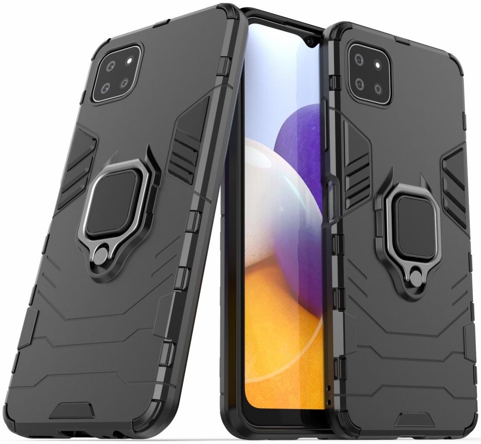 Samsung Galaxy A22 5G Shockproof Hybride Backcover Met Kickstand Zwart afbeelding 2