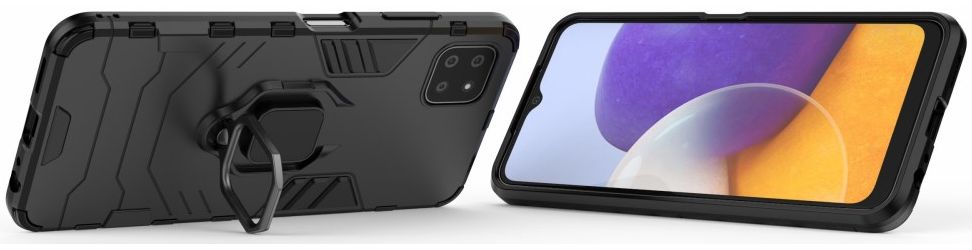 Samsung Galaxy A22 5G Shockproof Hybride Backcover Met Kickstand Zwart afbeelding 4
