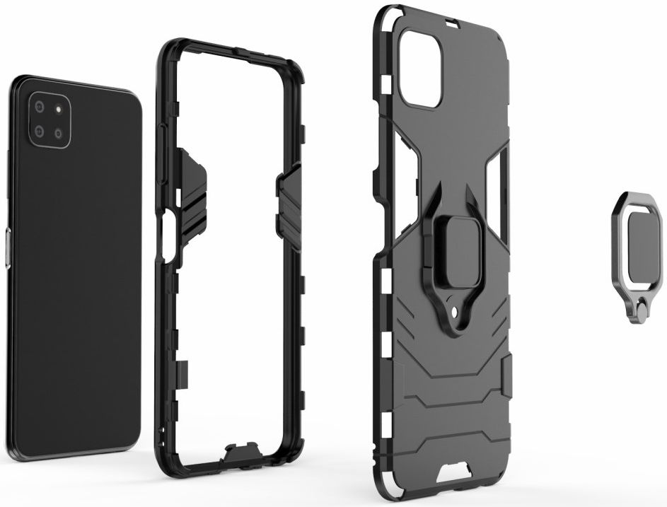 Samsung Galaxy A22 5G Shockproof Hybride Backcover Met Kickstand Zwart afbeelding 5