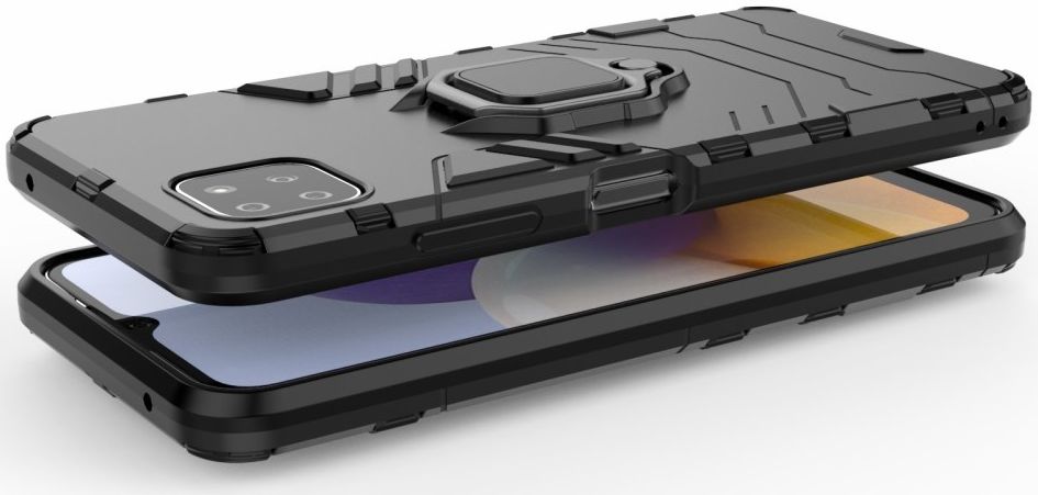 Samsung Galaxy A22 5G Shockproof Hybride Backcover Met Kickstand Zwart afbeelding 7