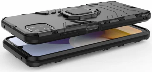 Samsung Galaxy A22 5G Shockproof Hybride Backcover Met Kickstand Zwart afbeelding 7
