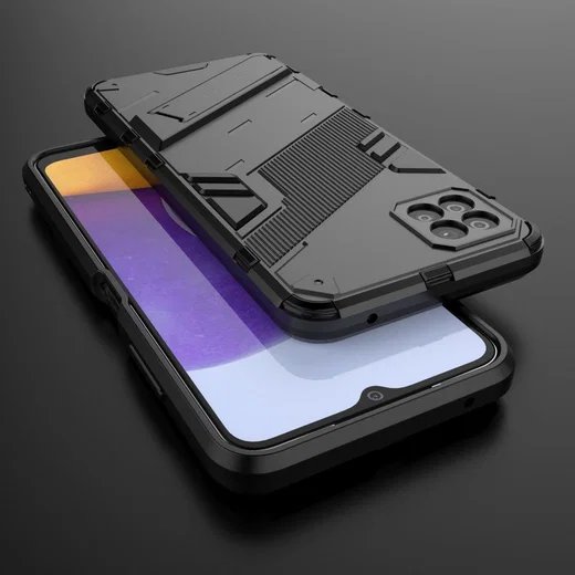 Samsung Galaxy A22 5G Hybride Hoesje met Kickstand Zwart afbeelding 7