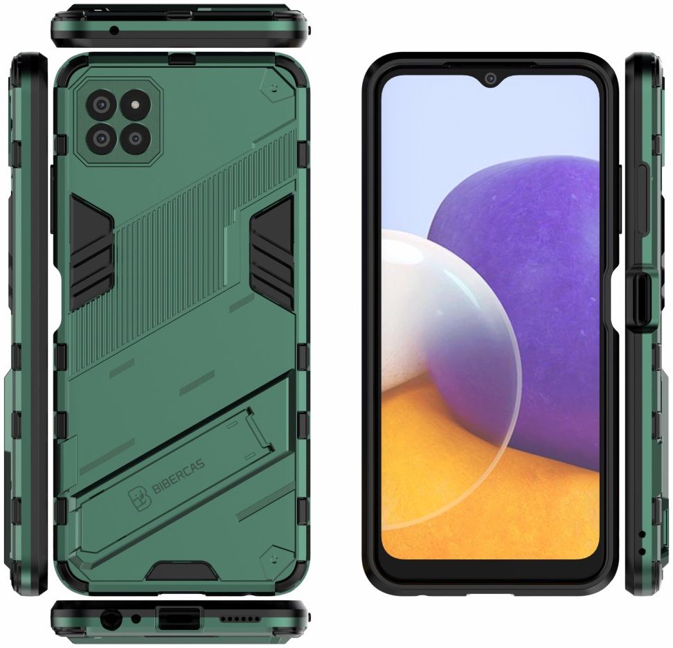 Samsung Galaxy A22 5G Hybride Hoesje met Kickstand Groen afbeelding 3