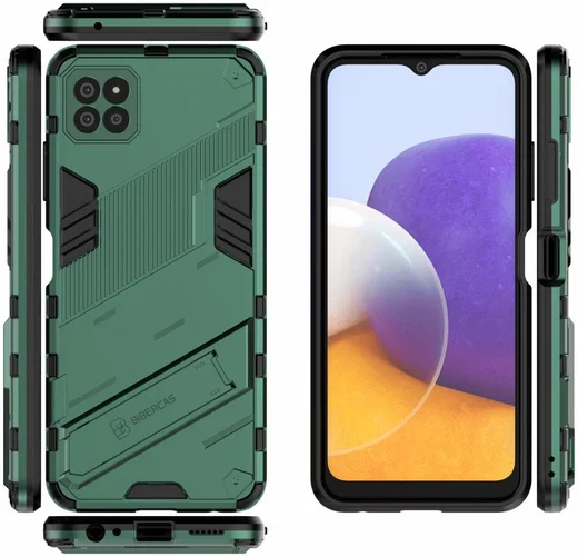 Samsung Galaxy A22 5G Hybride Hoesje met Kickstand Groen afbeelding 3