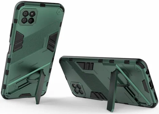 Samsung Galaxy A22 5G Hybride Hoesje met Kickstand Groen afbeelding 4