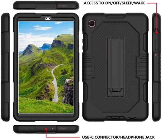 Samsung Galaxy Tab A7 Lite Hybride Hoes met Kickstand Zwart afbeelding 4
