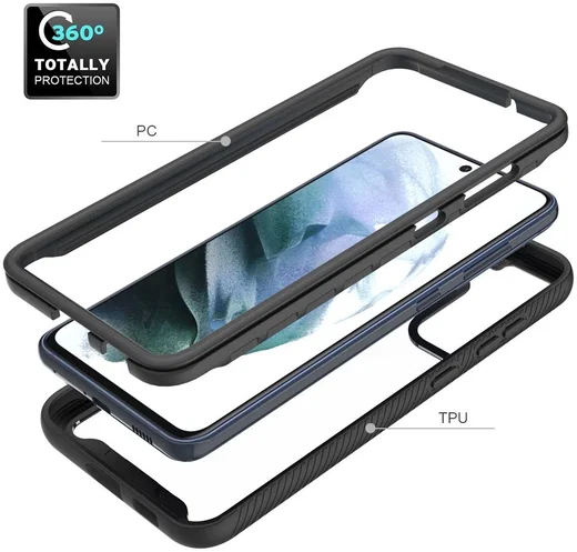 Samsung Galaxy S21 FE Hoesje Volledig Schokbestendig Cover Zwart afbeelding 2