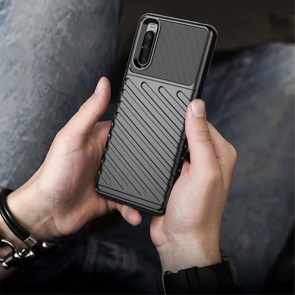 Sony Xperia 10 III Thunder Series Hoesje Back Cover TPU Groen afbeelding 4