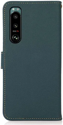 Sony Xperia 5 III Hoesje RFID Portemonnee Book Case Echt Leer Groen afbeelding 5