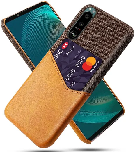 Sony Xperia 5 III Hoesje Back Cover met Kaarthouder Bruin afbeelding 1