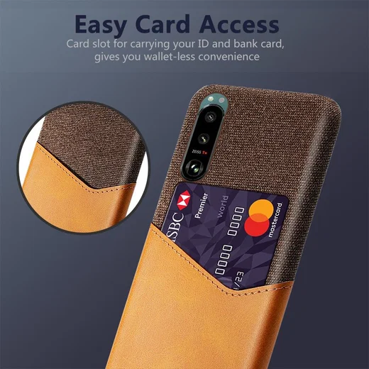 Sony Xperia 5 III Hoesje Back Cover met Kaarthouder Bruin afbeelding 2