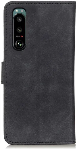 KHAZNEH Sony Xperia 5 III Hoesje Retro Wallet Book Case Zwart afbeelding 5