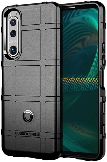 Sony Xperia 5 III Hoesje Shock Proof Rugged Shield Back Cover Zwart afbeelding 1
