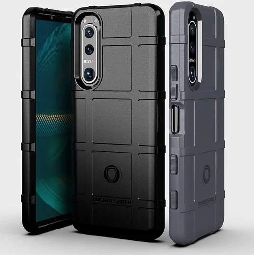 Sony Xperia 5 III Hoesje Shock Proof Rugged Shield Back Cover Zwart afbeelding 2