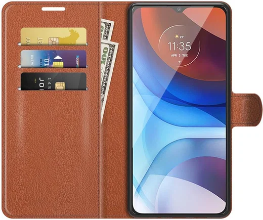 Motorola Moto E7(i) Power Hoesje Wallet Book Case Kunstleer Bruin afbeelding 3