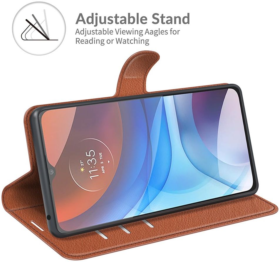 Motorola Moto E7(i) Power Hoesje Wallet Book Case Kunstleer Bruin afbeelding 4