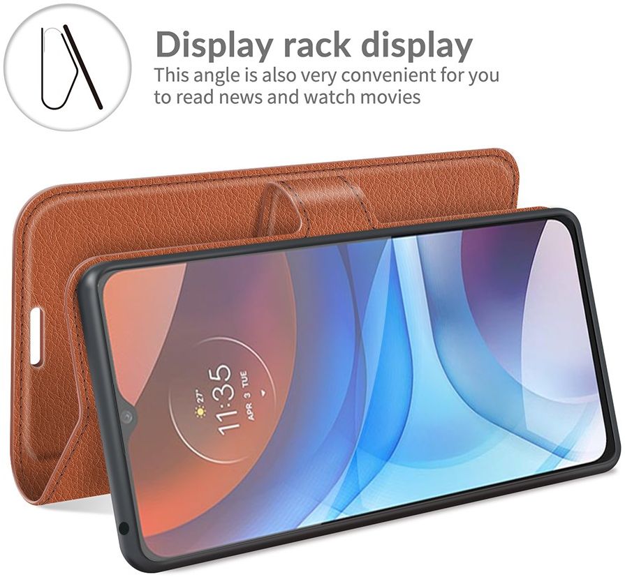 Motorola Moto E7(i) Power Hoesje Wallet Book Case Kunstleer Bruin afbeelding 5