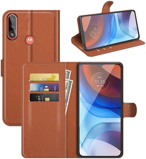 Motorola Moto E7(i) Power Hoesje Wallet Book Case Kunstleer Bruin afbeelding 7
