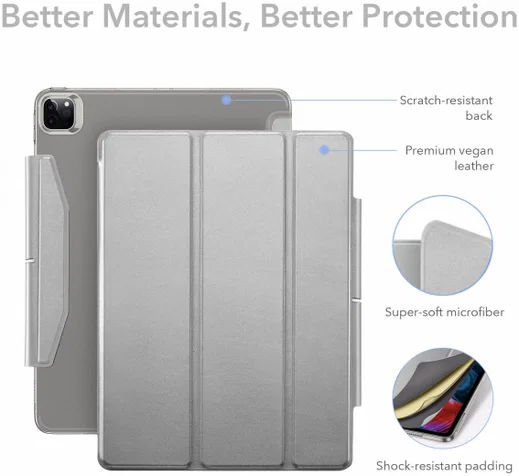 ESR Ascend Apple iPad Pro 12.9 2021 Hoes Tri-Fold Book Case Grijs afbeelding 2