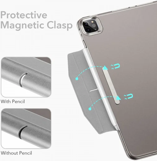 ESR Ascend Apple iPad Pro 12.9 2021 Hoes Tri-Fold Book Case Grijs afbeelding 6